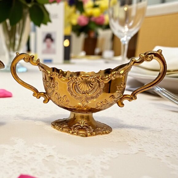 Vintage Gold Holiday Imports Crown Gold Heavy Sugar & Creamer - Picture 4 of 12